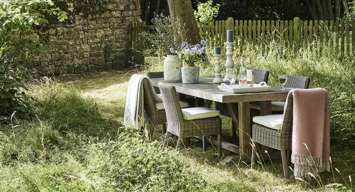 Dining table in garden sale